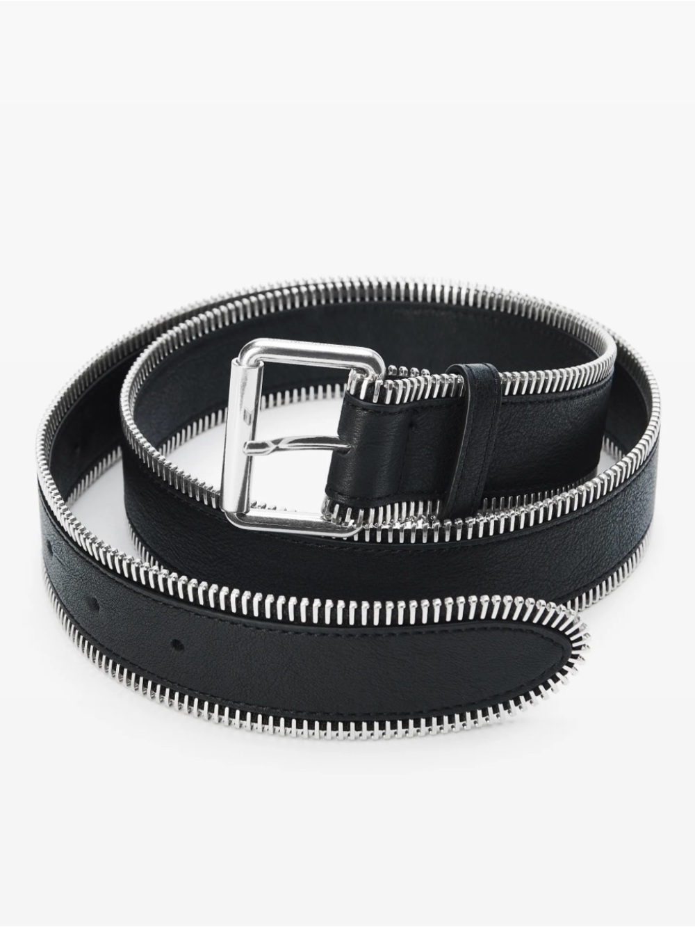 Alexander Wang black leather zipper belt